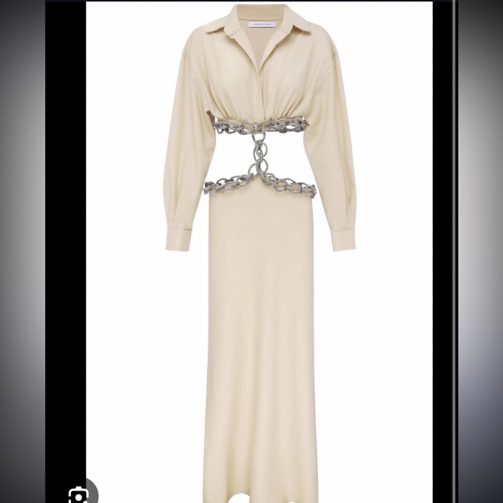 CHRISTOPHER ESBER crystal chain cutout dress US 6